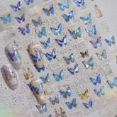 Aesthetic Blue Butterfly Nail Stickers
